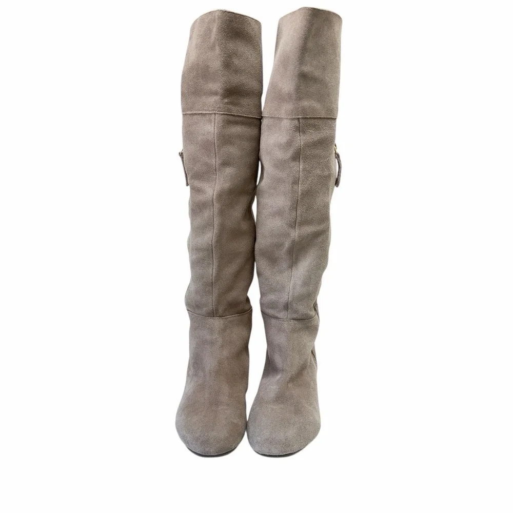 Steve Madden Suede Over The Knee Flat Boots Taupe Women's 8.5